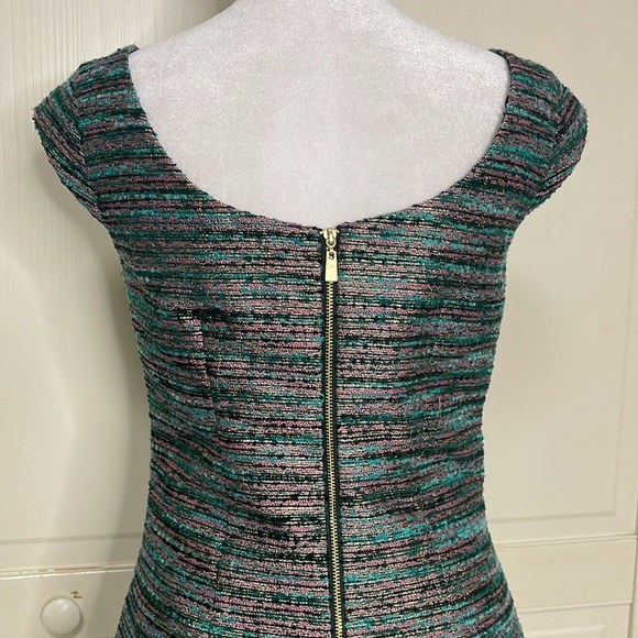 Laundry by Shelli Segal Women’s Sz 0 Tweed Sheath Dress Gold Tone Embellishment - Picture 7 of 14